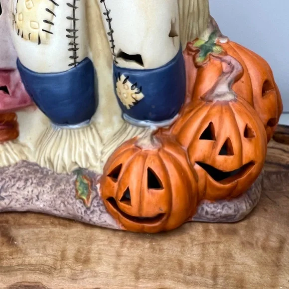 Scarecrow Family PartyLite Vintage Candle Holder Pumpkins Halloween Fall -EUC - Picture 9 of 16